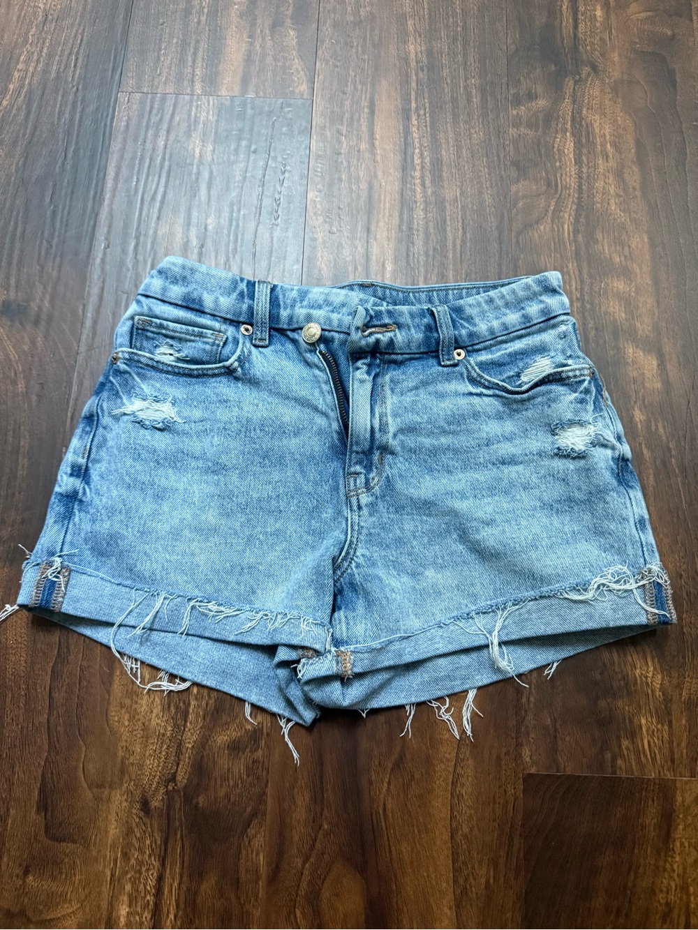 American Eagle Outfitters Light Blue Distressed Denim Shorts